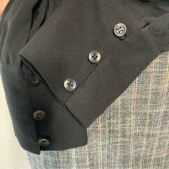 NWT BCBGeneration Black Sheer Sleeve Twill Plaid Pattern Dress - Picture 13 of 15